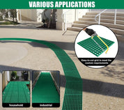 Green GRP Open Mesh Grating Panels – Anti - Slip & Corrosion - Resistant for Walkways & Platforms - Slips Away - GRP MESH GRATING - GRN GRP MESH 2000x1000x25 - 
