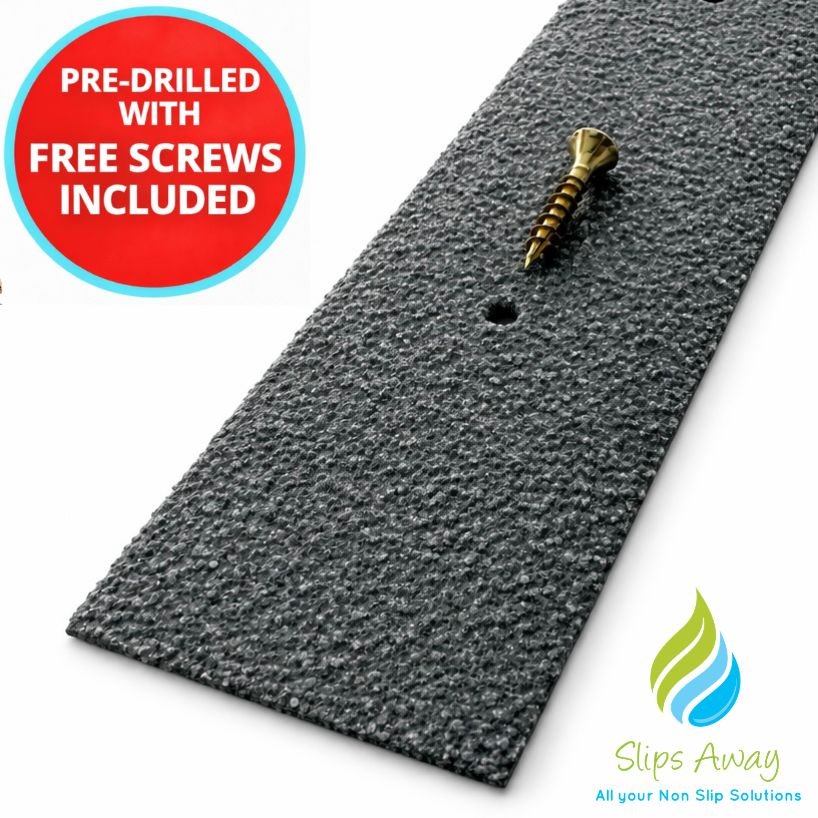 GREY 50mm Wide Non - Slip Anti - Skid Decking Strips - Safety and Style for Outdoor Space - Slips Away - Decking strips - Grey Decking Sample - 