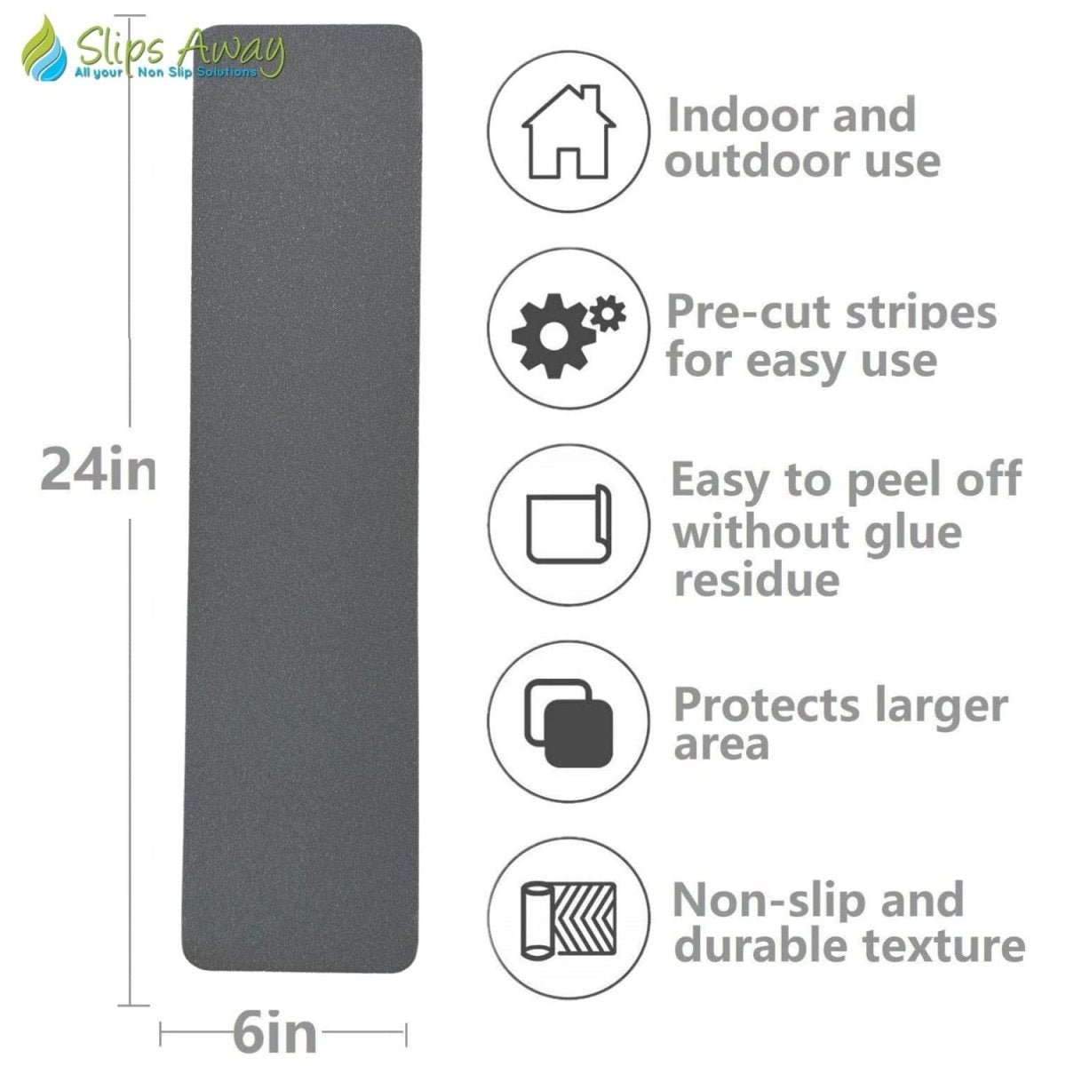 Grey Non Slip Tape Roll Pro Standard Grade - Anti Slip Traction for Indoor/Outdoor Use - Slips Away - Anti slip tape - H3401S/150mmx610mm - 