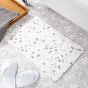 Grey Terrazzo Bathmat - Geometric Bathmat - Neutral Color Bathroom Decor - Abstract Mat - Modern Bathroom Decor - White Stone Non Slip Mat - Slips Away - 1330568810 -