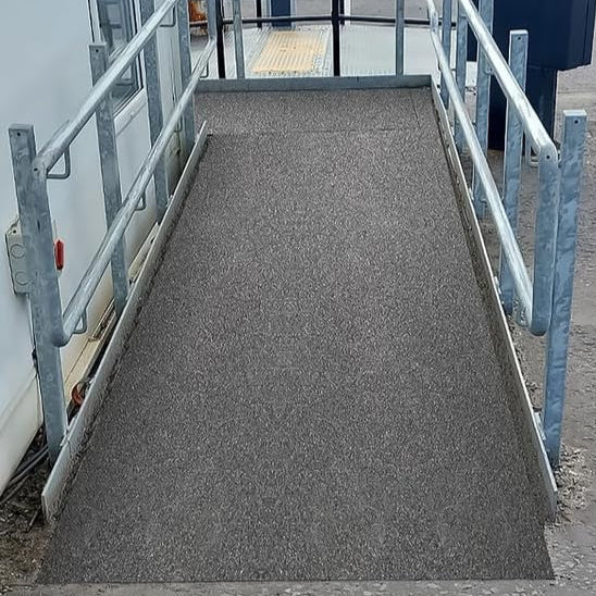 Anti slip GRP sheets panels on steep  ramp walkway for safety