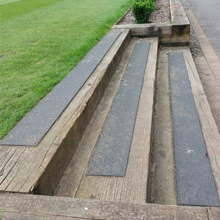 GRP non slip sheet panels used on slippy wet wooden steps