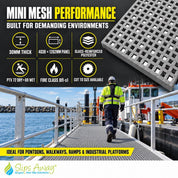 GRP Mini Mesh Grating – Anti-Slip, Corrosion-Resistant Fibreglass Flooring Panel 4038mm x 1262mm - Slips Away - GRP MESH GRATING - GR4913-30GY -