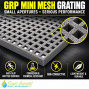 GRP Mini Mesh Grating – Anti-Slip, Corrosion-Resistant Fibreglass Flooring Panel 4038mm x 1262mm - Slips Away - GRP MESH GRATING - GR4913-30GY -
