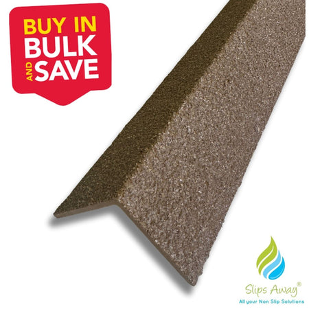 GRP Stair Nosings – Heavy - Duty Anti - Slip Safety Tread - Non - Slip Step Edge Protection - Packs of 1 - 150 - Slips Away - Stair nosing - 1x GRP nosing brown 500mm - 