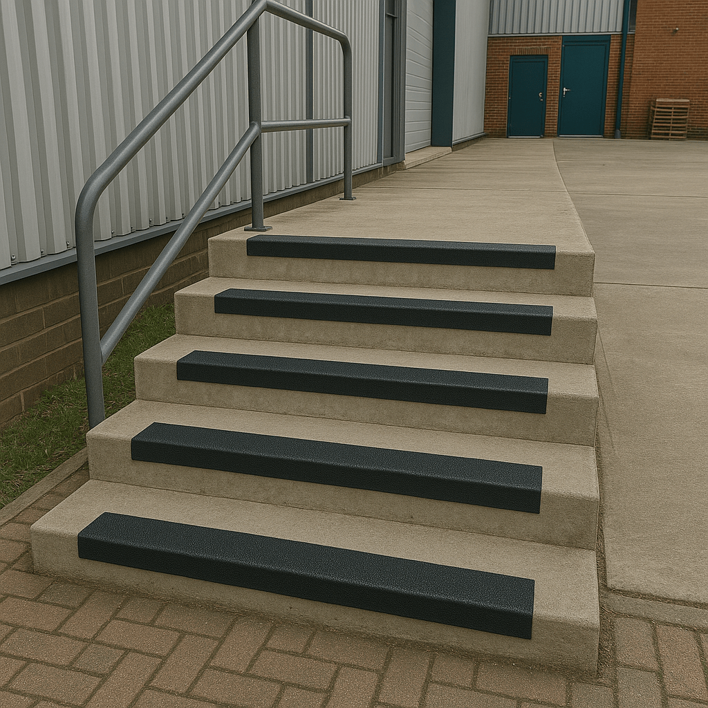 GRP Stair Nosings – Heavy - Duty Anti - Slip Safety Tread - Non - Slip Step Edge Protection - Slips Away - Stair nosing - 1x GRP nosing black 500mm - 