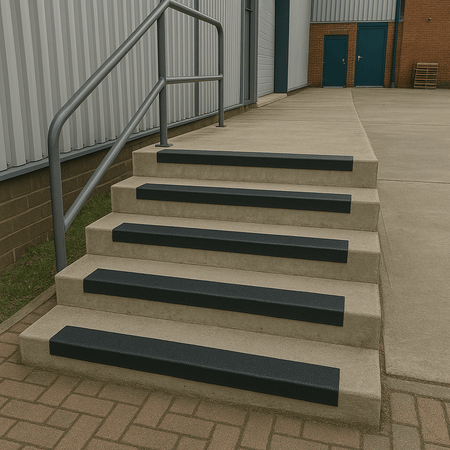 GRP Stair Nosings – Heavy - Duty Anti - Slip Safety Tread - Non - Slip Step Edge Protection - Slips Away - Stair nosing - 1x GRP nosing black 500mm - 