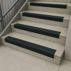 GRP Stair Nosings – Heavy - Duty Anti - Slip Safety Tread - Non - Slip Step Edge Protection - Slips Away - Stair nosing - 1x GRP nosing black 500mm - 