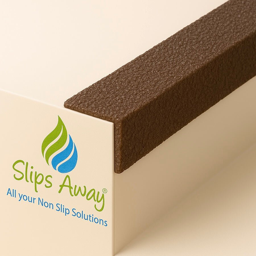 GRP Stair Nosings – Heavy - Duty Anti - Slip Safety Tread - Non - Slip Step Edge Protection - Slips Away - Stair nosing - 1x GRP nosing brown 500mm - 3m