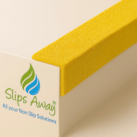 GRP Stair Nosings – Heavy - Duty Anti - Slip Safety Tread - Non - Slip Step Edge Protection - Slips Away - Stair nosing - GRP nosing yellow 500mm - 3m in length
