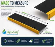 GRP Step Nosing Covers Heavy Duty Non-Slip Stair Tread Solutions – Black/Yellow - Slips Away - stair treads - BLK/YLW Anti Slip Stair Tread Covers GRP 500mm x1 -