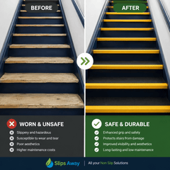 GRP Step Nosing Covers Heavy Duty Non - Slip Stair Tread Solutions – Black/Yellow - Slips Away - stair treads - BLK/YLW Anti Slip Stair Tread Covers GRP 500mm x1 - 