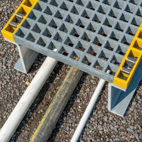 GRP Step Over Platform – Non - Slip Fiberglass Access Platform for Safe Walkways & Worksites - Slips Away - GRP Step over platform - G - SP1839 - 138GY - 