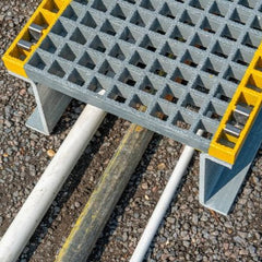 GRP Step Over Platform – Non - Slip Fiberglass Access Platform for Safe Walkways & Worksites - Slips Away - GRP Step over platform - G - SP1839 - 138GY - 
