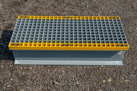 GRP Step Over Platform – Non - Slip Fiberglass Access Platform for Safe Walkways & Worksites - Slips Away - GRP Step over platform - G - SP1839 - 138GY - 