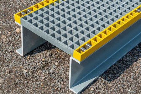GRP Step Over Platform – Non - Slip Fiberglass Access Platform for Safe Walkways & Worksites - Slips Away - GRP Step over platform - G - SP1839 - 138GY - 