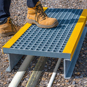 GRP Step Over Platform – Non - Slip Fiberglass Access Platform for Safe Walkways & Worksites - Slips Away - GRP Step over platform - G - SP4848 - 138GY - 