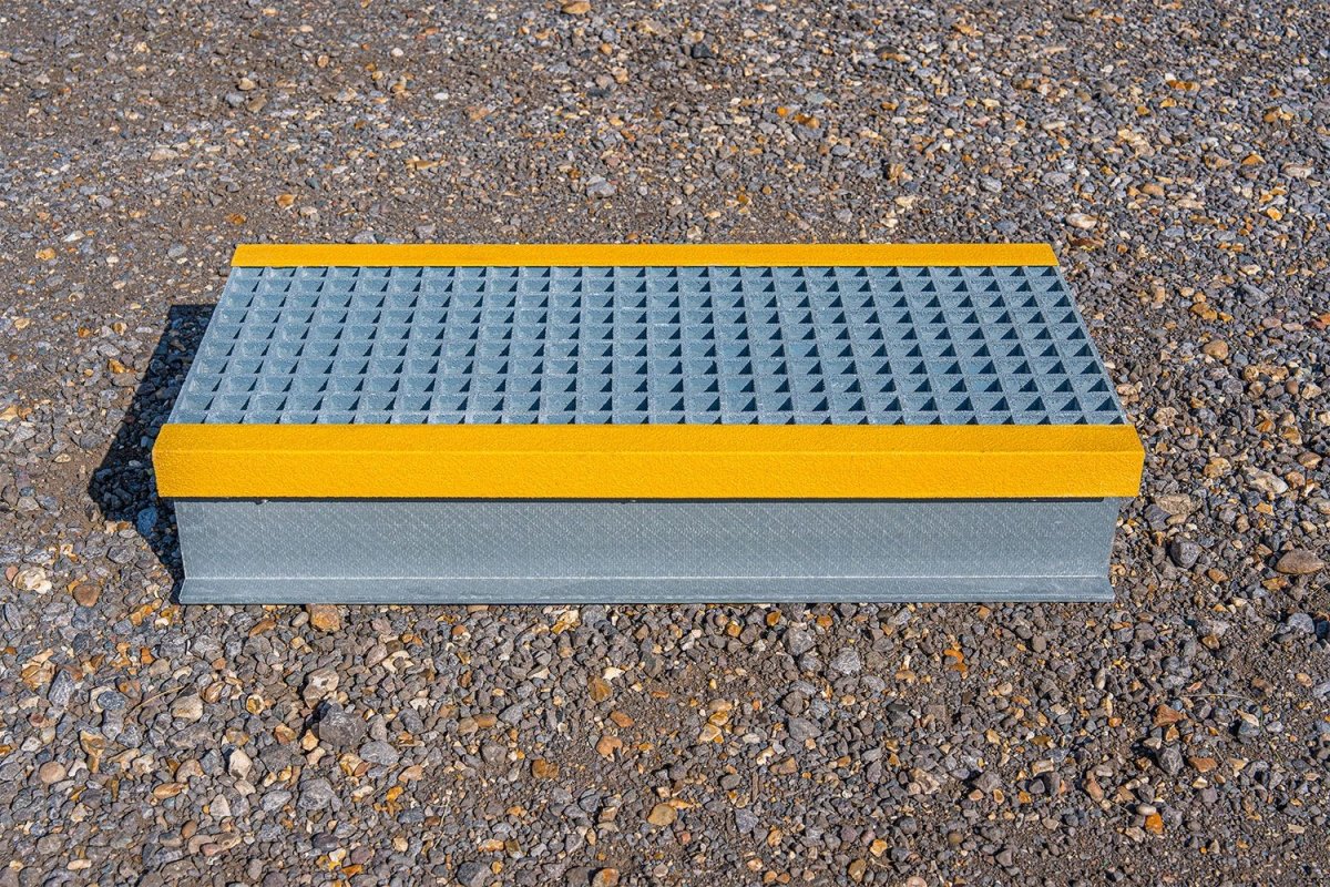 GRP Step Over Platform – Non - Slip Fiberglass Access Platform for Safe Walkways & Worksites - Slips Away - GRP Step over platform - G - SP4848 - 138GY - 