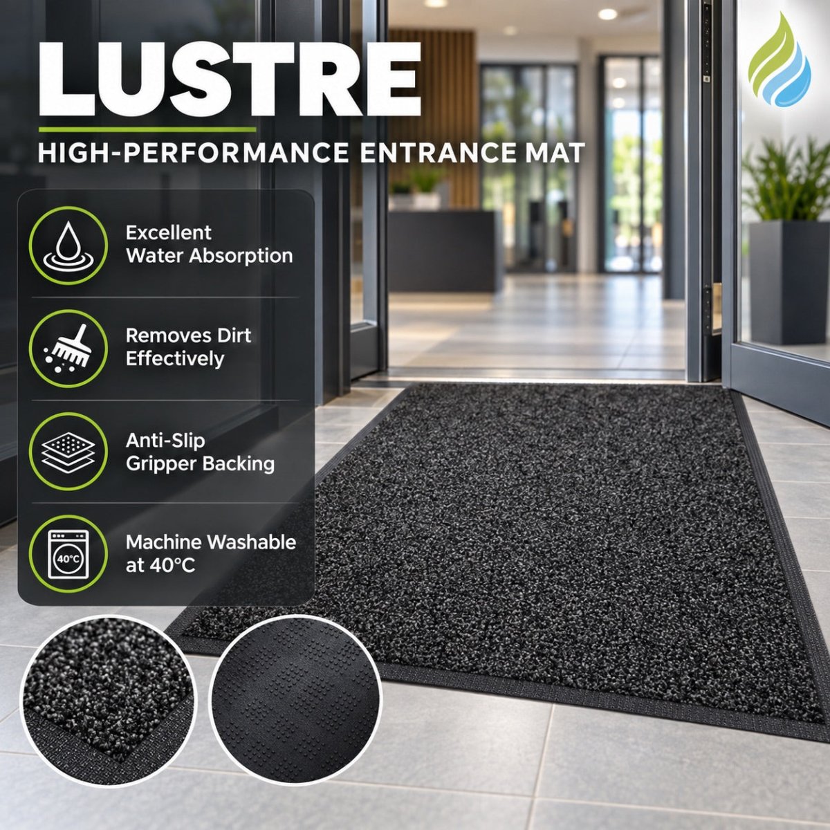 Hard-Wearing Entrance Mat – Designed for Moisture and Dirt Control in High-Traffic Areas” - Slips Away -  -