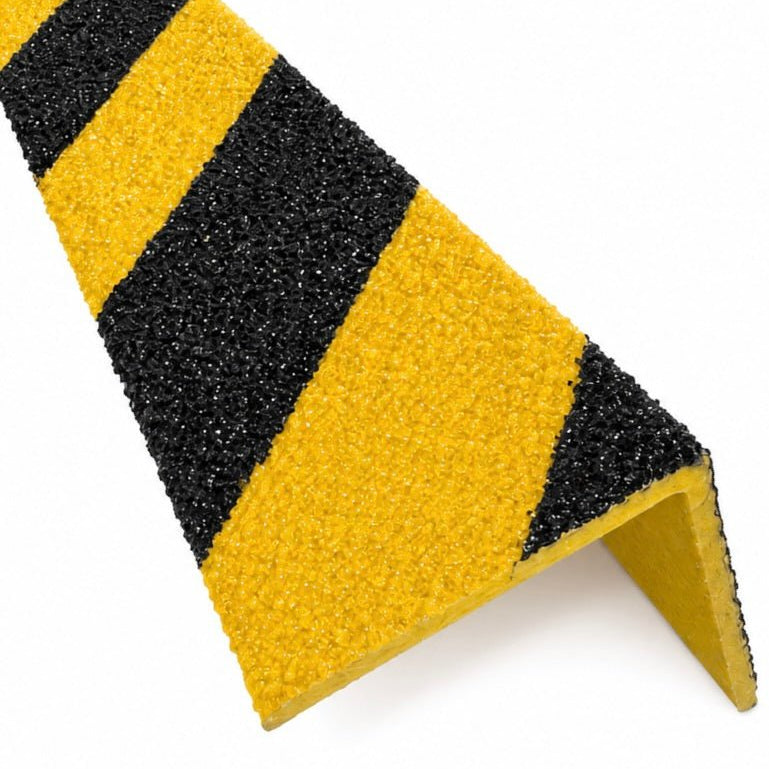 Hazard GRP Stair Nosings – Heavy-Duty Anti-Slip Safety Tread - Non-Slip Step Edge Protection (500mm - 3m) - Slips Away - Stair nosing - 1x GRP nosing hazard 500mm -