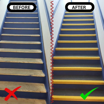 Heavy Duty GRP Step Nosing Covers Industrial Non - Slip Fibreglass Reinforced Stair Treads - Slips Away - stair treads - Anti Slip Stair Tread Covers GRP 500mm x1 -