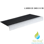 Heavy Duty GRP Step Nosing Covers Industrial Non - Slip Stair Treads - BLACK/WHITE - Slips Away - stair treads - WHITE Anti Slip Stair Tread Covers GRP 1000mm x1 - 