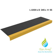 Heavy Duty GRP Step Nosing Covers Industrial Non - Slip Stair Treads - BLACK/YELLOW - Slips Away - stair treads - BLK/YLW Anti Slip Stair Tread Covers GRP 1000mm X2 - 