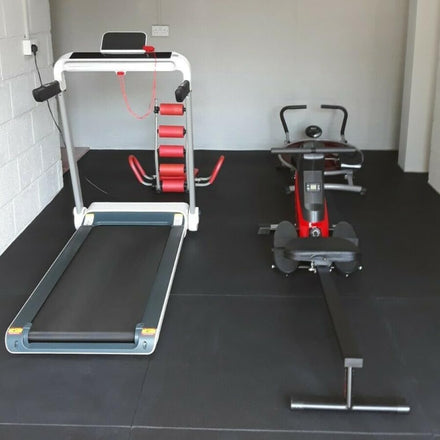 Heavy-Duty Non-Slip Gym Mats - Black Rubber Crumb Tiles - 10mm Thick - 1m x 1m