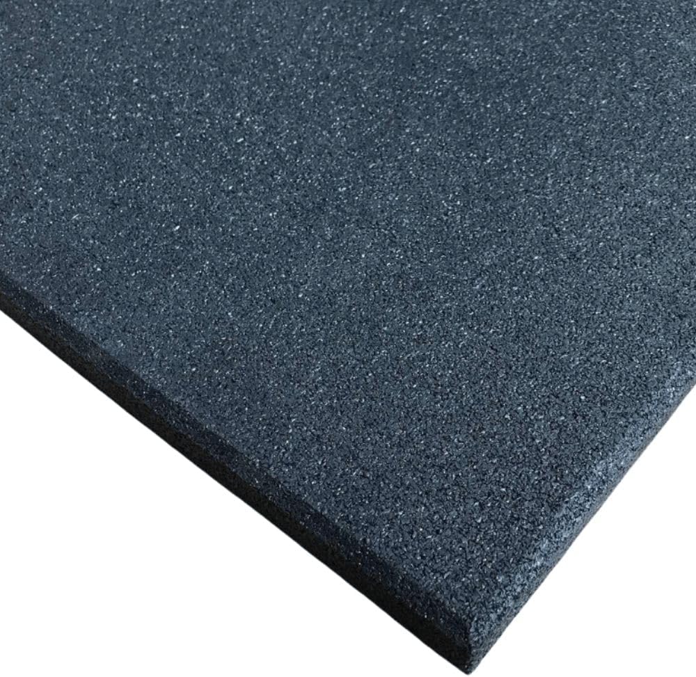 Heavy-Duty Non-Slip Gym Mats - Black Rubber Crumb Tiles - 10mm Thick - 1m x 1m