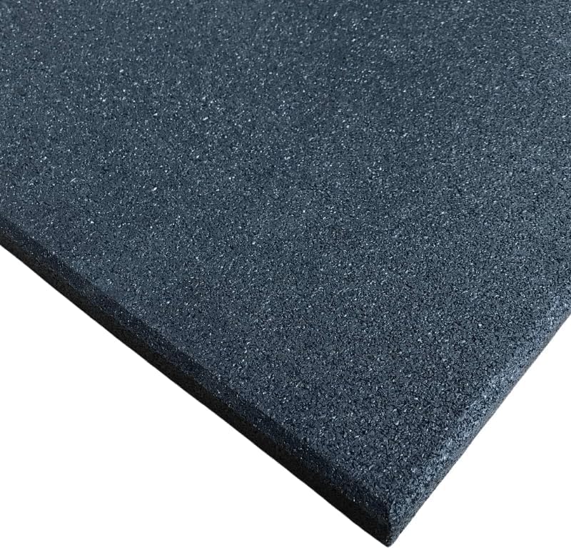 Heavy-Duty Non-Slip Gym Mats - Black Rubber Crumb Tiles - 10mm Thick - 1m x 1m