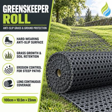 Heavy Duty Rubber Ground Protection Mat Roll – Non-Slip Grass & Floor Protection Matting for Construction, Worksites, Landscaping, Events & Greenskeepers - Slips Away - GKS1015 -