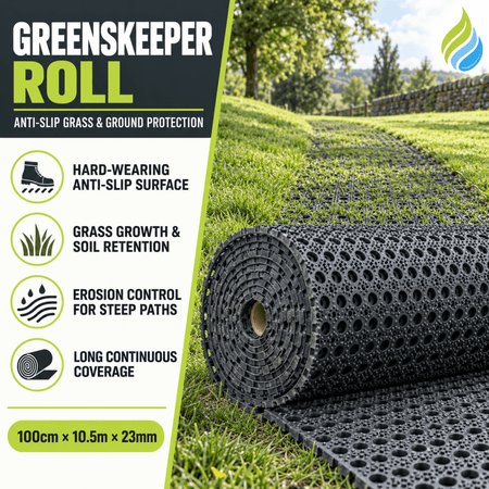 Heavy Duty Rubber Ground Protection Mat Roll – Non-Slip Grass & Floor Protection Matting for Construction, Worksites, Landscaping, Events & Greenskeepers - Slips Away - GKS1015 -