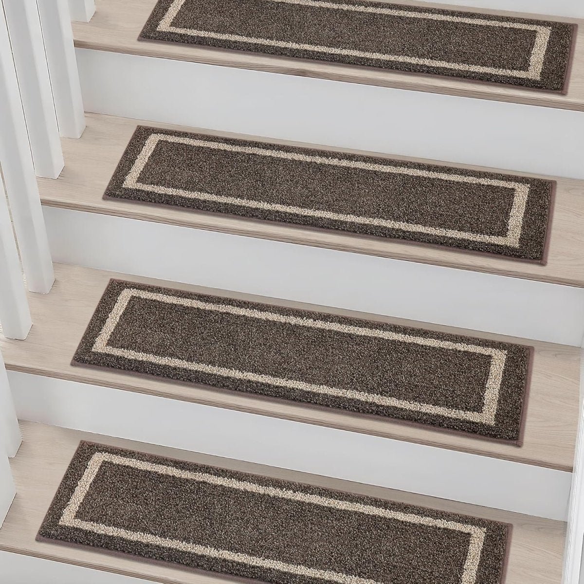 Indoor non - slip stair treads are ideal for children, seniors, and pets. Made of 100% polyester with TPE backing, machine washable. - Slips Away - B0CSD9WRFR - 