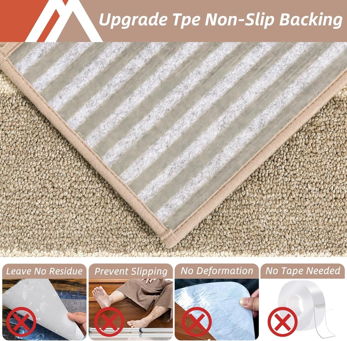 Indoor non - slip stair treads are ideal for children, seniors, and pets. Made of 100% polyester with TPE backing, machine washable. - Slips Away - B0CSDDV2G2 - 