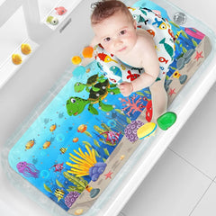 Kids Bath Mat Non Slip 100X40Cm Extra Large with Suction Cups & Drain Holes, Machine Washable - Slips Away - B0B6W7N1K8 - 