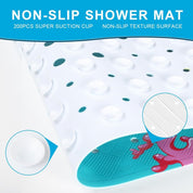 Close up of suction cups on kids non slip rubber bath mat