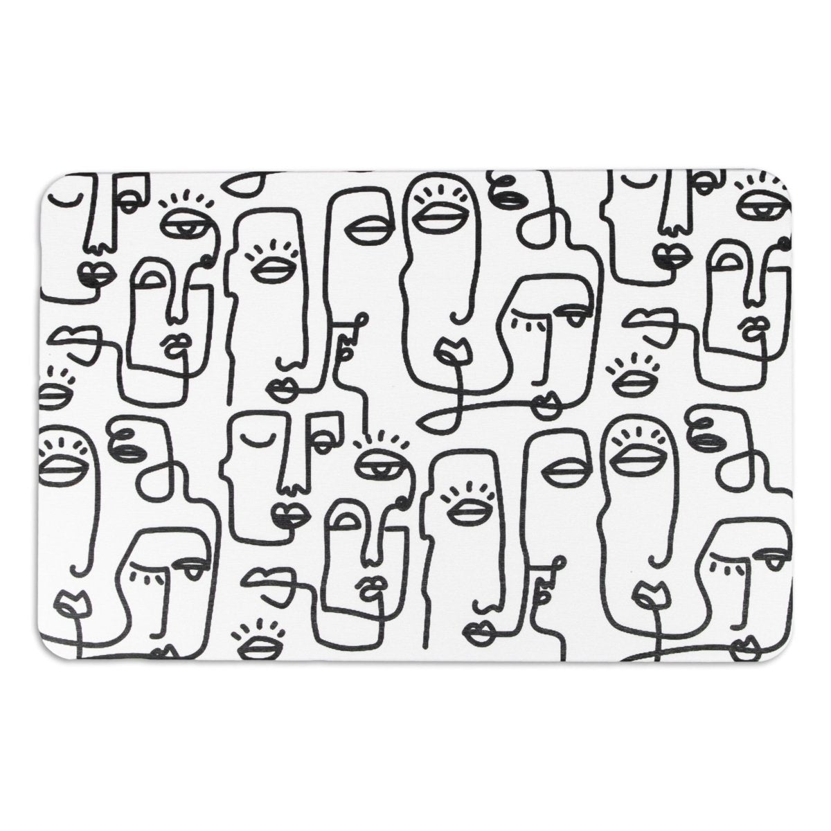 Line Faces Bathmat - Line Art Bath Mat - Line Face Shower Rug - Cool Shower Mat - Abstract Art Bathroom Mat - Stone Non Slip Bath Mat -39X60 - Slips Away - Bath mat - 1330563556 -