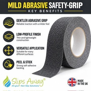 Mild Abrasive Safety-Grip Anti Slip Tape 150mm x 610mm - Black - Slips Away - Anti slip tape - H3432N Mild 150x610mm -