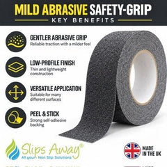 Mild Abrasive Safety-Grip Anti Slip Tape 150mm x 610mm - Black - Slips Away - Anti slip tape - H3432N Mild 150x610mm -