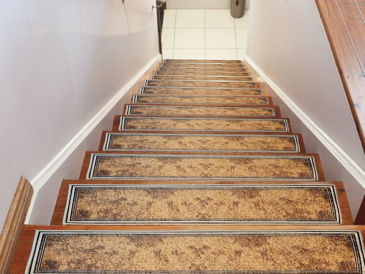Modern Stair Treads Rug Brown, Stair Carpet, Aesthetic Stair Runner, Ultra Thin Stair Mat, Step Pad, Non-Slip Rug, Washable Carpet - Slips Away - 1672165236_4334524567 -