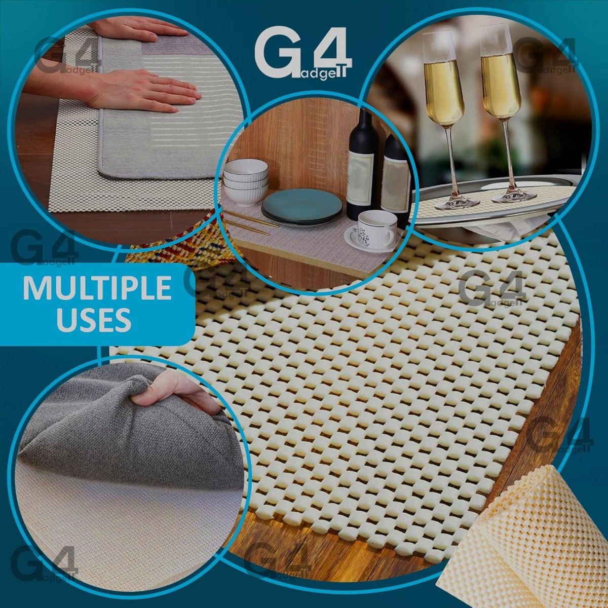 Multi - Use Non - Slip Mat: 120cm x 30cm - Secures Items at Home, Office, Cars, and Caravans While Protecting Furniture (Cream/Black) - Slips Away - Anti slip - B07MVJPJWH - 