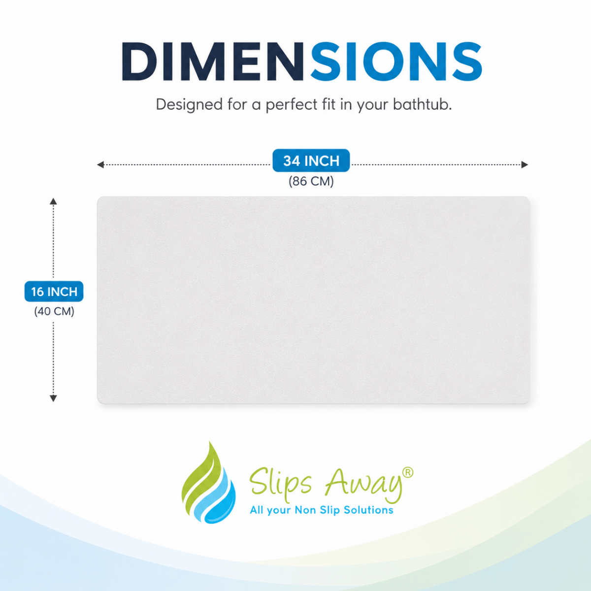 Dimensions of ultra-thin adhesive bath mat 