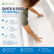 Non Slip Adhesive Bath Mat - Ultra Thin - Anti Skid Textured Vinyl 16”x34” - Slips Away - bath mat stickers - SA077. -