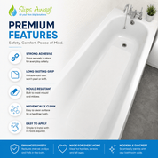 Non Slip Adhesive Bath Mat - Ultra Thin - Anti Skid Textured Vinyl 16”x34” - Slips Away - bath mat stickers - SA077. -