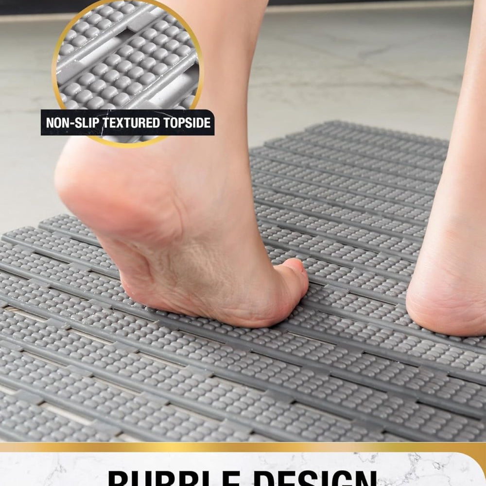 Non - slip anti - mould bath mat (68x38 cm) for the bath & shower, featuring quick - drain TPE material and suction cups. - Slips Away - Bath mat - B0CNLBTFQS - 