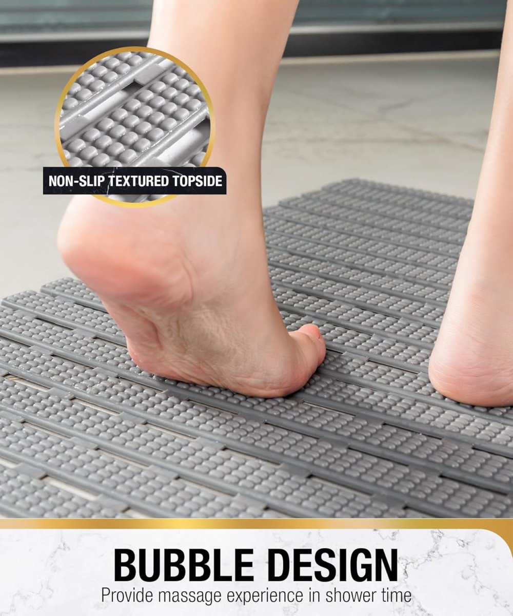 Non - slip anti - mould bath mat (68x38 cm) for the bath & shower, featuring quick - drain TPE material and suction cups. - Slips Away - Bath mat - B0CNLBTFQS - 