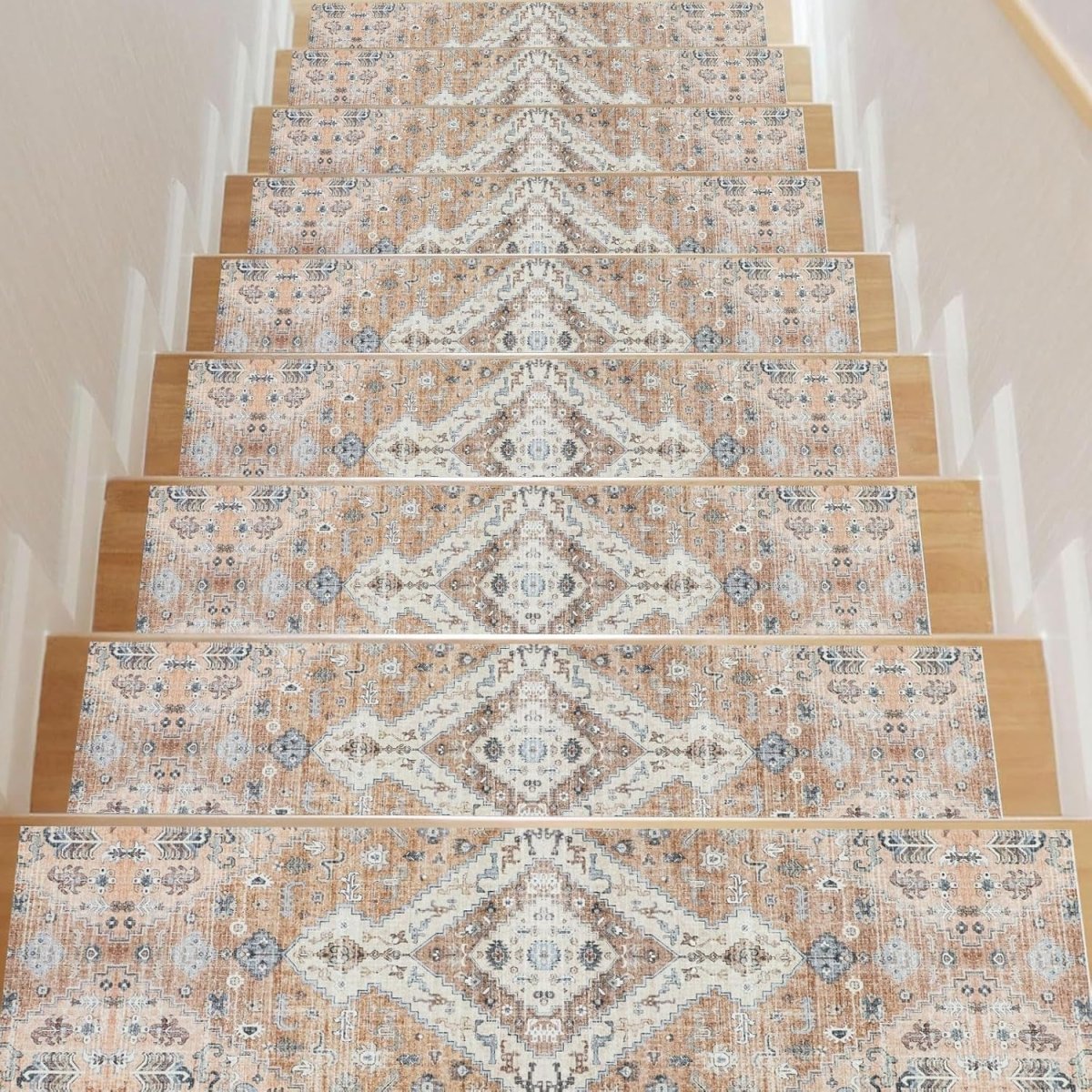 Set of 15 Non-Slip Carpet Stair Treads (76x20 cm) for Wooden Steps, Perfect grip for indoor
