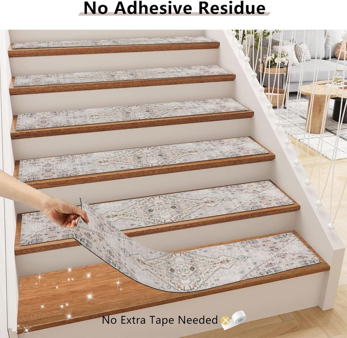 ECENCE Non-Slip Stair Treads Tape - Transparent, Self-Adhesive, 23.6x3.94 Inch, 16 Pack