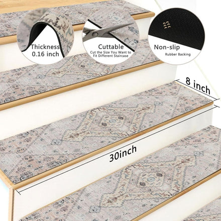 Non - Slip Carpet Stair Treads (76x20 cm) for Wooden Steps, Perfect grip for indoor stairways. - Slips Away - stair treads - B0DFYDBSG7 - 