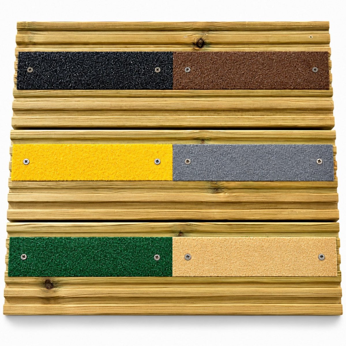 Non-Slip Decking Strips | Anti-Slip GRP Strips for Ramps Walkways & Wood & Composite Decking - Slips Away - Decking strips - Black deck sample\ -